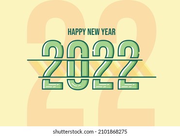 Happy new year 2022 greeting with green split number concept. vector illustration. flat design 2022. text logo 2022. can be used for wallpapers, banners, backgrounds, and greeting cards