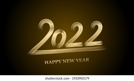 Happy new year 2022 hand lettering text isolated on black background. Design template. Celebration typography poster, banner or greeting card for Merry Christmas and Happy New Year. Vector illustratio