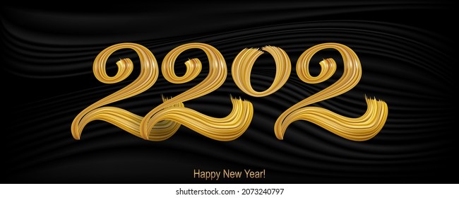 Happy New Year 2022 hand lettering calligraphy. Vector holiday illustration element. Typographic element for banner, poster, congratulations.