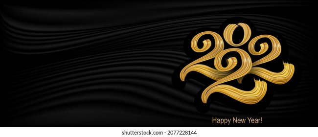 Happy New Year 2022 hand lettering calligraphy. Vector holiday illustration element. Typographic element for banner, poster, congratulations.