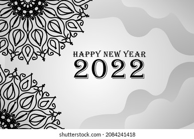 Happy new year 2022  in hand drawn indian ornament mandala on background style.