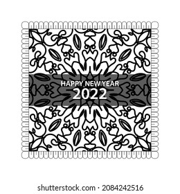 Happy new year 2022  in hand drawn indian ornament mandala on background style.