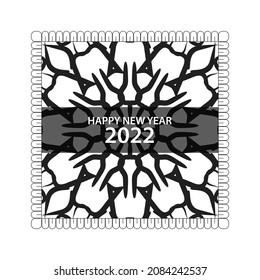 Happy new year 2022  in hand drawn indian ornament mandala on background style.