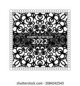 Happy new year 2022  in hand drawn indian ornament mandala on background style.