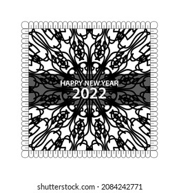 Happy new year 2022  in hand drawn indian ornament mandala on background style.