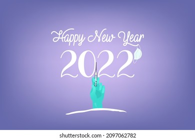 Happy New Year 2022 health care concept banner, illustration vector.
