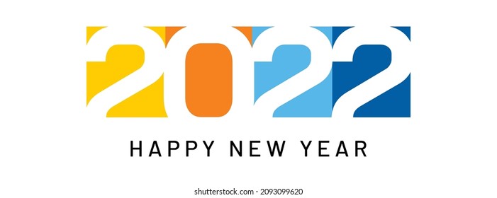 Happy New Year 2022, Horizontal Banner. Brochure Or Calendar Cover Design Template. Cover Of Business Diary For 20 22 With Wishes. The Art Of Cutting Paper.