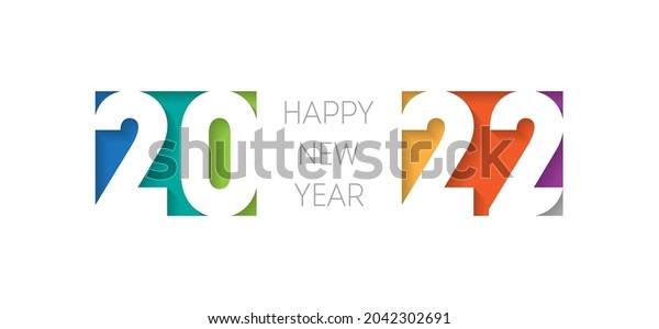 Happy new year 2022, horizontal\
banner. Brochure or calendar cover vector design template. Cover of\
business diary for 20 22 with wishes. The art of cutting\
paper.
