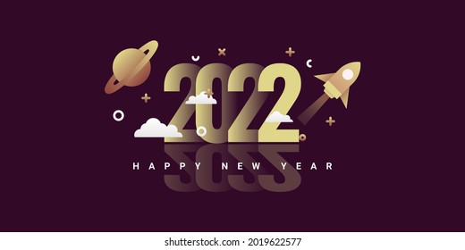 Happy new year 2022 ilustration template design. Vector eps 10
