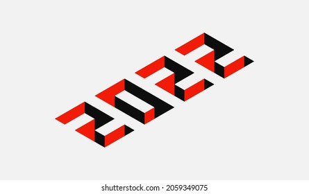 Happy New Year 2022 isometric text design template. For brochure, banner, card, poster, wallpaper, shop, website.