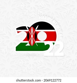 Happy New Year 2022 for Kenya on snowflake background. Greeting Kenya with new 2022 year.