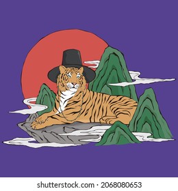 ¡Feliz Año Nuevo! Ilustración del tigre coreano 2022.