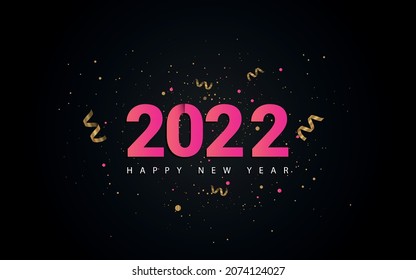Happy new year 2022 lettering illustration with sparkles background vector