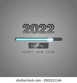 Happy New Year 2022 with loading bar. Vector illustration.