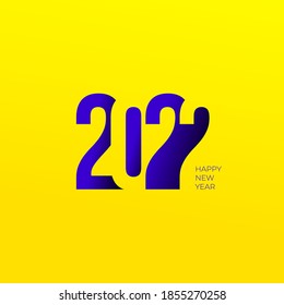 Happy New Year 2022 logo text design. Cover of business diary for 2022 with wishes. Brochure design template, calendar, card, banner. Vector illustration. Isolated on yellow background.