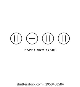 Happy New Year 2022 logo text design. Vector modern geometric minimalistic text with black numbers. Isolated on white background. Concept design. The Year Of The Black Water Tiger. Original concept