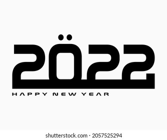Happy New Year 2022 logo text design with Arabic typography. Vector illustration with black and white. Arabic design of 2022 for brochure design template, card, banner, calendar. 