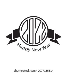 happy new year 2022 logo circle ribbon illustration emblem vector design