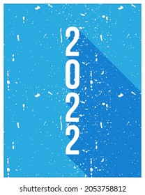 Happy New Year 2022 Long Shadow Design Template. Modern Design for Calendar, Invitations, Greeting Cards, Holidays Flyers or Prints.