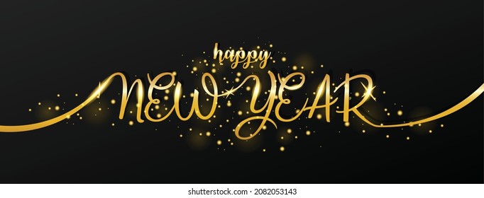 Happy new year 2022 with luxurious white numbers and gold splash.