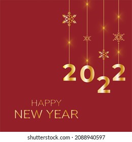 Happy new year 2022 with luxurious white numbers and gold splash