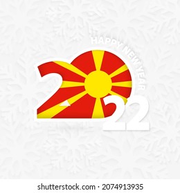 Happy New Year 2022 for Macedonia on snowflake background. Greeting Macedonia with new 2022 year.