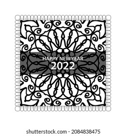 Happy new year 2022 with mandala art.