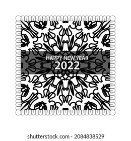 Happy new year 2022 with mandala art.