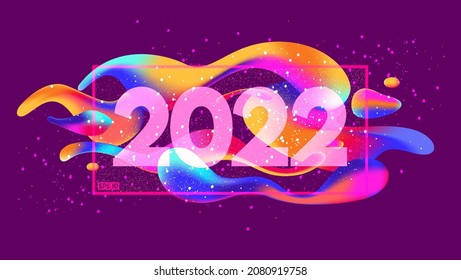 Happy new year 2022. Merry christmas new year poster, brochure, banner, ticket. Numbers and letters isolated on  ackground. 
The year of the tiger. 
