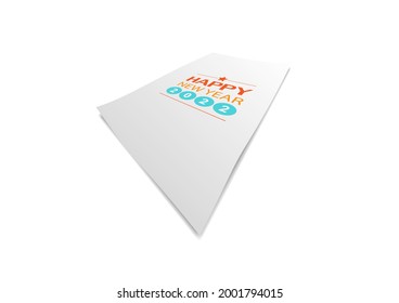 Feliz documento de mensaje de Año Nuevo 2022 colocado en un fondo blanco. papel vectorial y texto