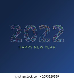 Feliz Año Nuevo 2022. Multicolor 2022. Saludos E Invitaciones. Decoración Creativa Y Colorida.