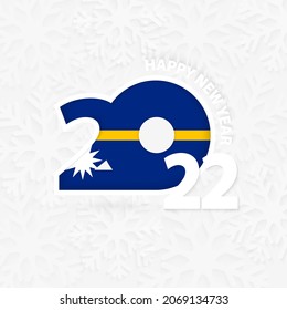 Happy New Year 2022 for Nauru on snowflake background. Greeting Nauru with new 2022 year.