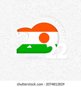 Happy New Year 2022 for Niger on snowflake background. Greeting Niger with new 2022 year.