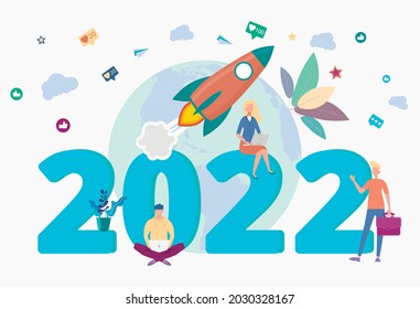 Feliz año nuevo 2022. No hay virus de la corona. Nuevo año de nuevos descubrimientos y logros.