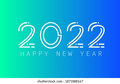 Feliz Año Nuevo 2022. Números Año 2022 aislado en un fondo azul suave. Texto de 2022 para tarjeta de felicitación, cartel y banner web