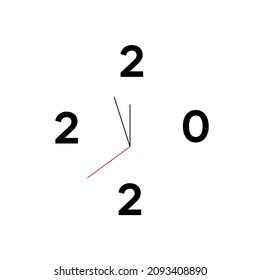 Happy New Year 2022. numbers 2022, gold watch with Roman numeral and countdown midnight with loading bar on white background.