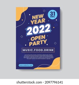 Happy new year 2022 open party flyer template design