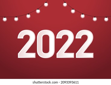 Happy new year 2022 with Paper white numbers. Happy new year 2022 poster.