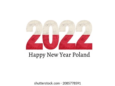 Happy New Year 2022 Poland Flag 