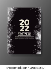 Happy new year 2022 poster or card template with watercolor wash splash 