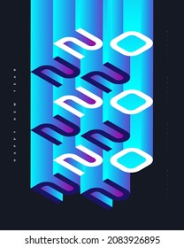 Happy New Year 2022 Poster Design with 3D and Colorful Style. 2022 Text Number Design Template. New Year Celebration Design Template for Flyer, Poster, Brochure, Card, Banner or Postcard