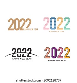 Happy New Year 2022 poster creative concept logo design collection. Template with 2022 typography logo for season celebration and decoration.
