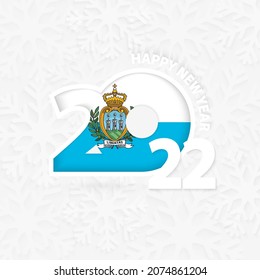 Happy New Year 2022 for San Marino on snowflake background. Greeting San Marino with new 2022 year.