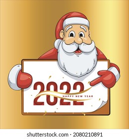 HAPPY NEW YEAR 2022 SANTA CLAUS VECTOR POSTER