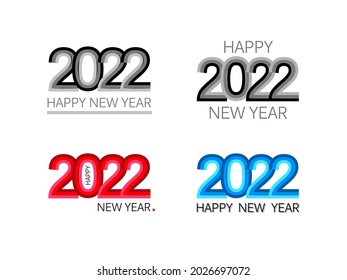happy new year 2022. set logo text design for cards. modern geometric the number for 2022. happy new year - For design greeting card for year 2022. Vector illustration