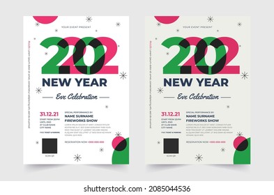 Happy new year 2022. Set of Flyer, poster, banner, brochure design templates for Happy new year 2022. Vector illustration. Winter holiday Perfect for invitation, card.