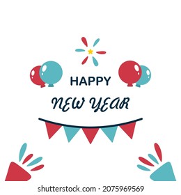 Happy New Year 2022 simple vector design, celebration, cheers