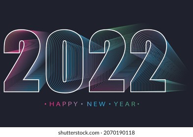 HAPPY NEW YEAR 2022 SKETCH FLAT VECTOR