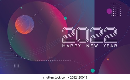 Happy New Year 2022 New Space  Themed Can Be Suitable For Greetings , Background , Wallpaper ,back Drop , Flyer Card, Banner Etc.