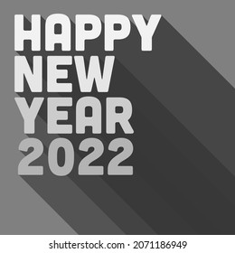 Happy New Year 2022 sticker or greeting card with text and drop shadow, vector illustration